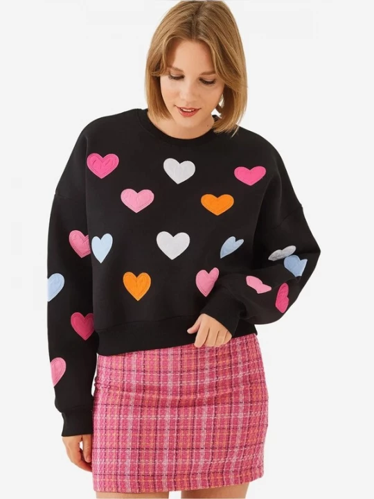 Foto van product Bianco Lucci Sweatshirt lichtblauw / pink / zwart / wit