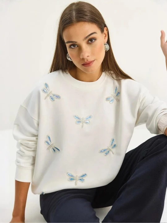 Foto van product Bianco Lucci Sweatshirt lichtblauw / transparant / wit