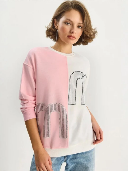 Foto van product Bianco Lucci Sweatshirt lichtroze / zwart / natuurwit