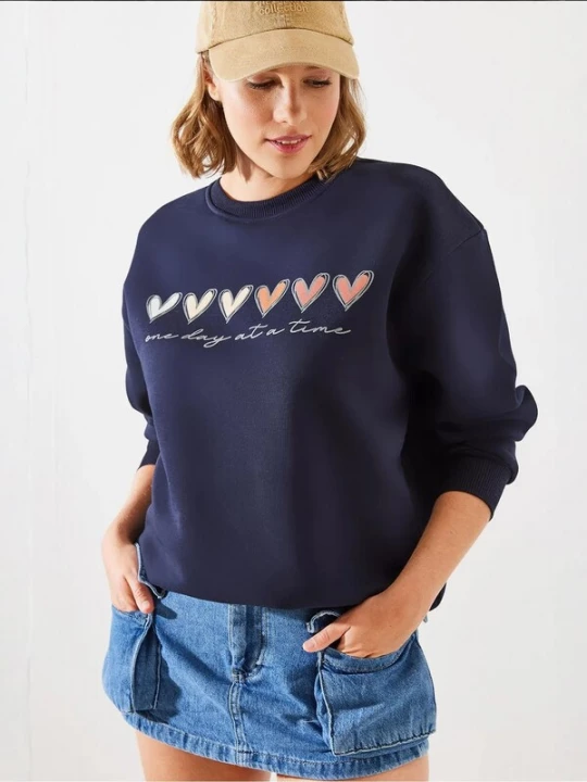 Foto van product Bianco Lucci Sweatshirt marine / zilvergrijs / abrikoos / wit