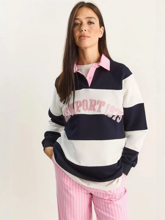 Foto van product Bianco Lucci Sweatshirt navy / rosa / wit