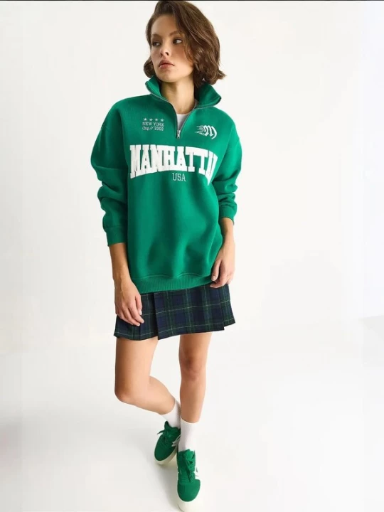 Foto van product Bianco Lucci Sweatshirt smaragd / wit