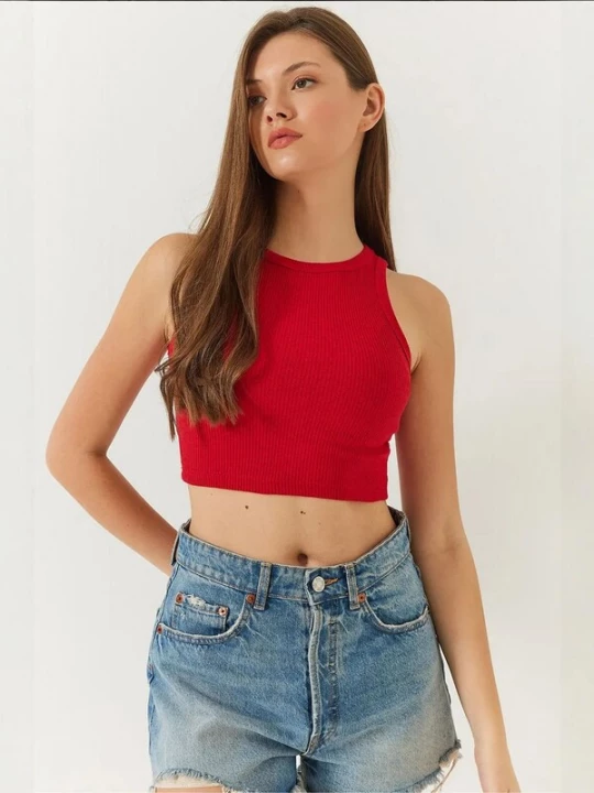 Foto van product Bianco Lucci Top grijs gemêleerd / rood