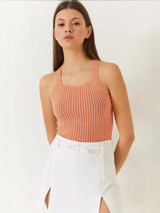 Foto van product Bianco Lucci Top oranje / wit