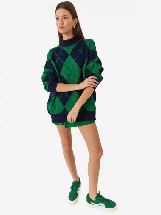 Foto van product Bianco Lucci Trui donkerblauw / grasgroen