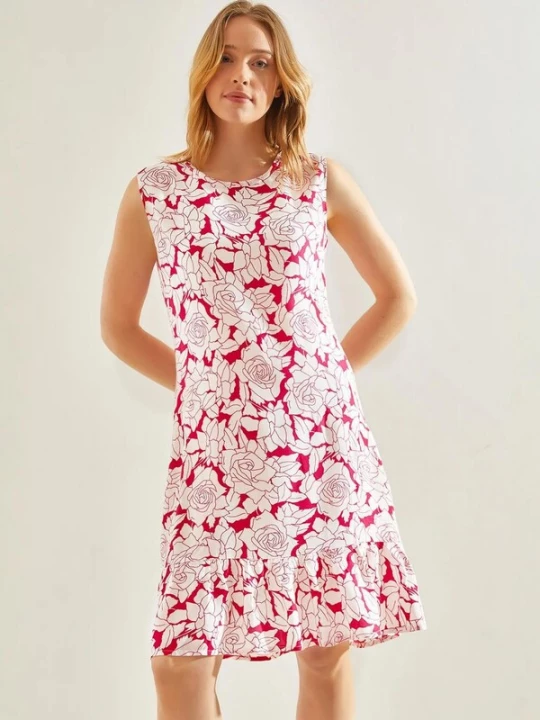 Foto van product Bianco Lucci Zomerjurk framboos / wit