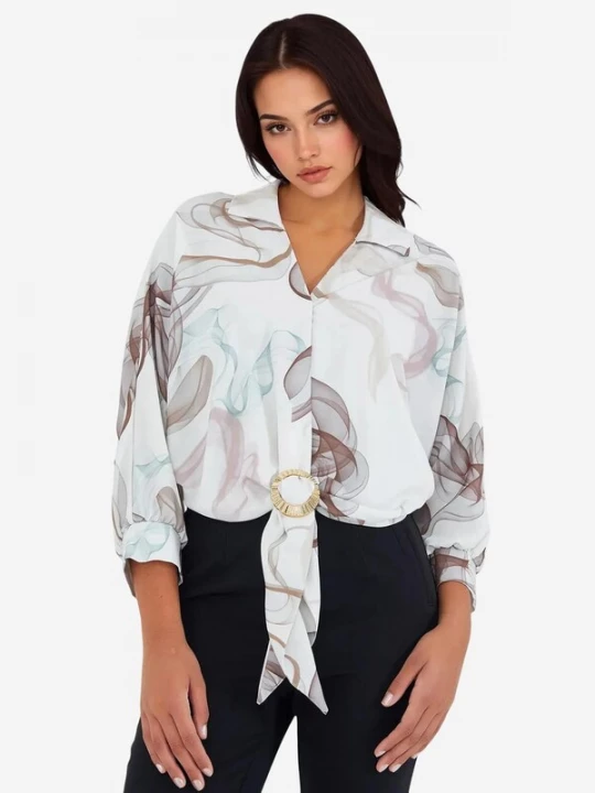 Foto van product Bigdart Blouse lichtblauw / bruin / wit