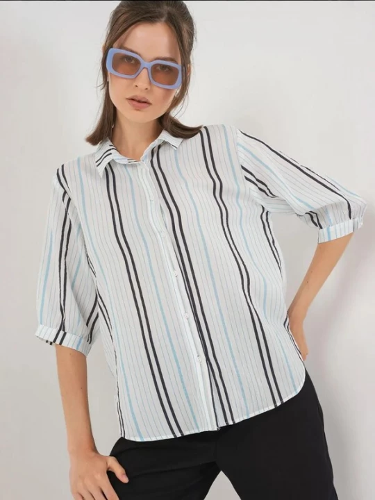 Foto van product Bigdart Blouse lichtblauw / zwart / wit