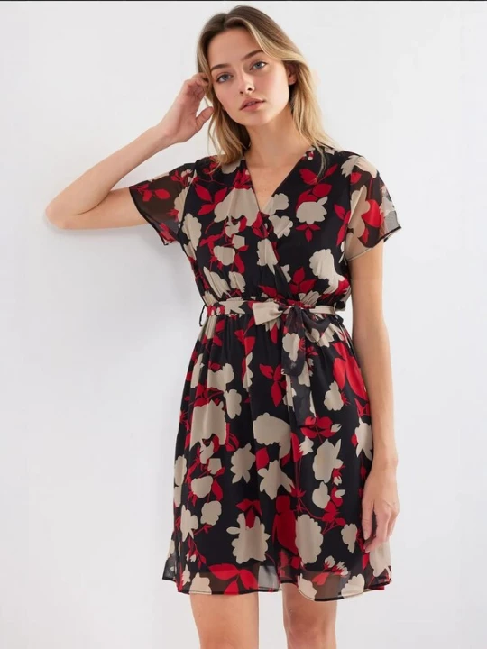 Foto van product Bigdart Jurk beige / bourgogne / zwart