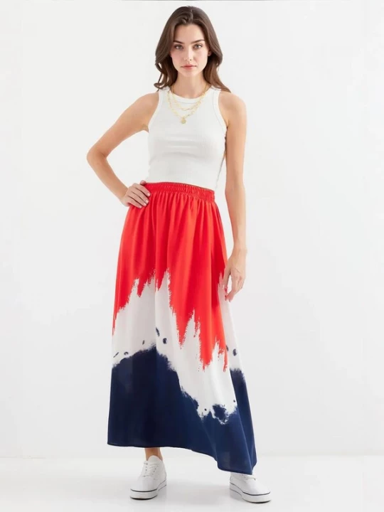 Foto van product Bigdart Rok donkerblauw / rood / wit