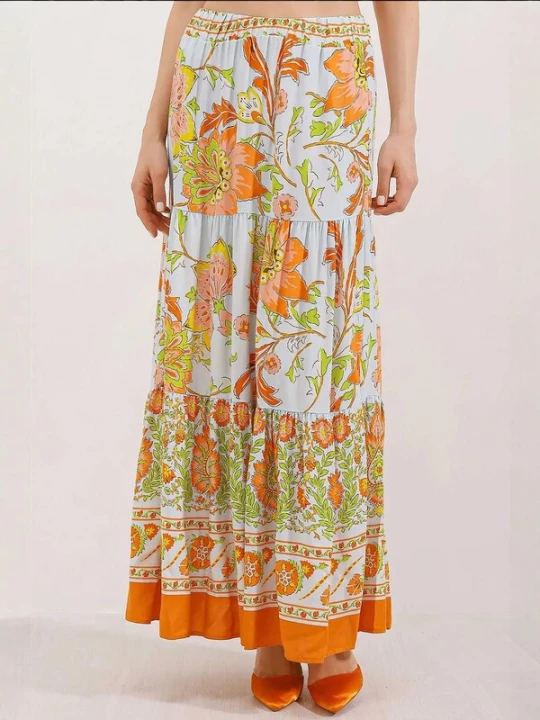 Foto van product Bigdart Rok pastelblauw / geel / lichtgroen / oranje