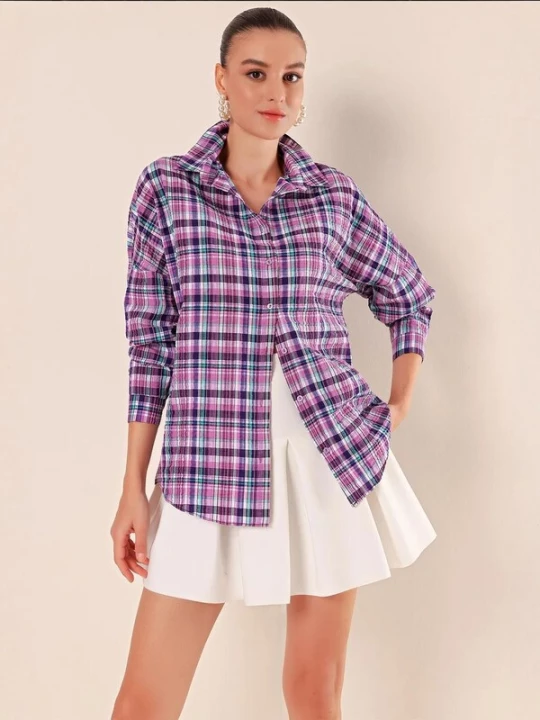 Foto van product Bigdart Shirt navy / aqua / lavendel / wit