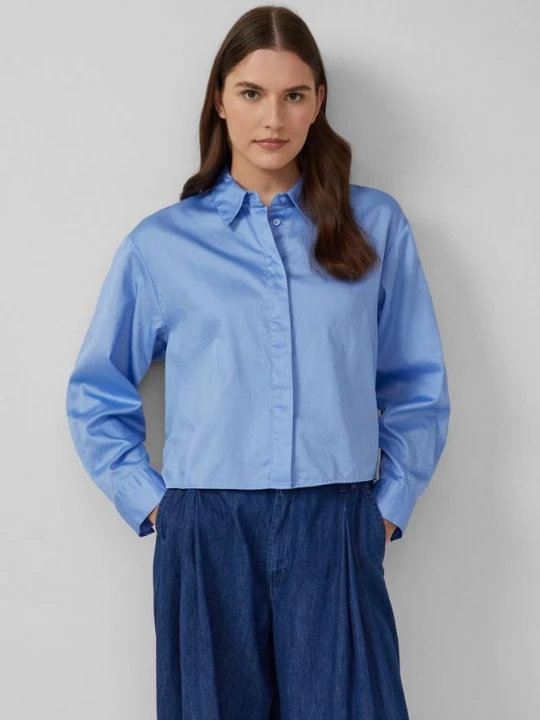 Foto van product Bijgesneden blouse met verborgen knoopsluiting s.Oliver blauw