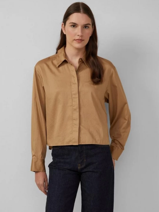 Foto van product Bijgesneden blouse met verborgen knoopsluiting s.Oliver bruin