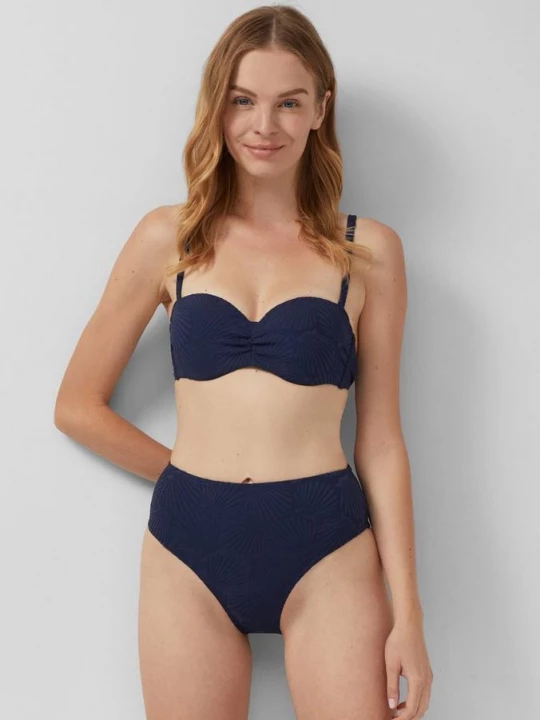 Foto van product Bikinibroekje met hoge taille en gestructureerd motief s.Oliver blauw