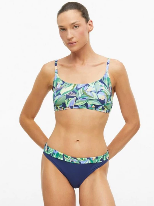 Foto van product Bikinibroekje met omgeslagen boord en bloemenprint s.Oliver blauw