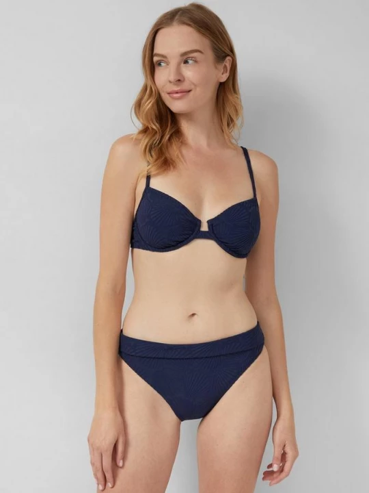 Foto van product Bikinibroekje met omgeslagen tailleband en schelpstructuur s.Oliver blauw