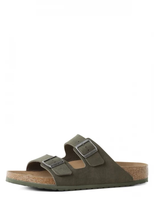 Foto van product BIRKENSTOCK Muiltjes 'Arizona' karamel / olijfgroen / zilver