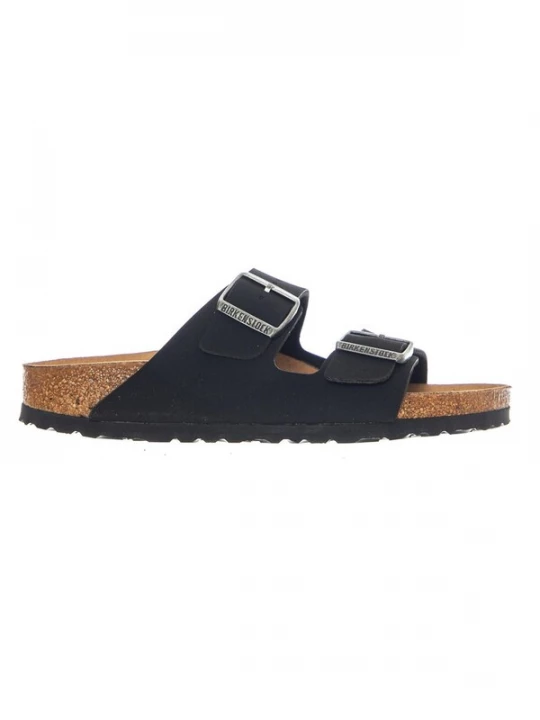 Foto van product BIRKENSTOCK Sandaal 'Arizona Vegan Birkibuc Narrow Fit Earthy Black' zwart