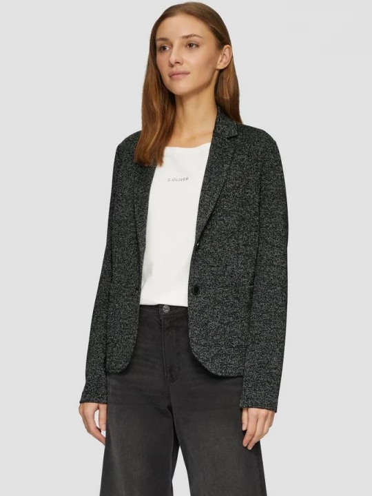 Foto van product Blazer in een slanke pasvorm met een gemêleerd patroon s.Oliver zwart