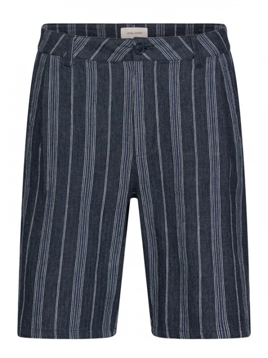 Foto van product BLEND Chino ' BHMaddox Linen Mix Striped ' donkerblauw