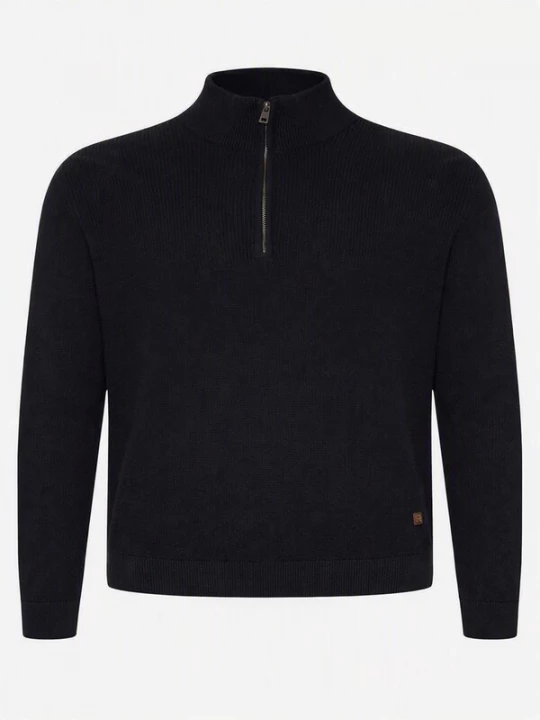 Foto van product BLEND Gebreid vest 'Blend Half Zip Heren Trui – Schipperstrui met Rits – Coltrui Heren – Gebreide Sweater – Stone Mix – Maat M' zwart