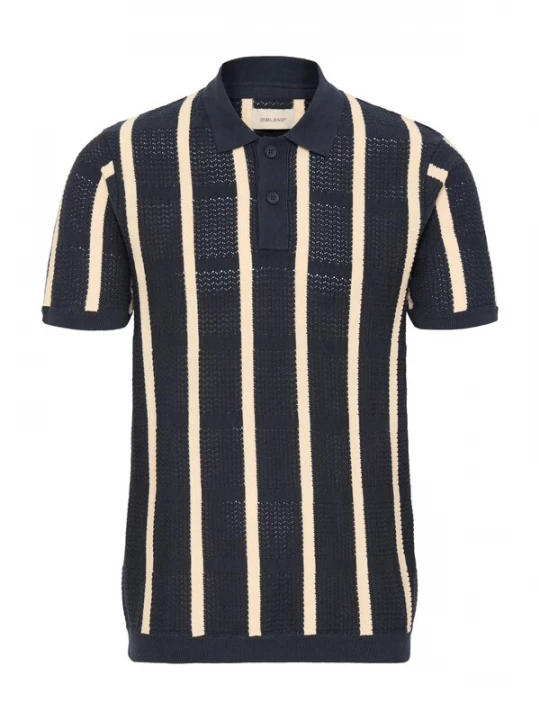 Foto van product BLEND Shirt ' BHDarin Striped ' donkerblauw / mokka