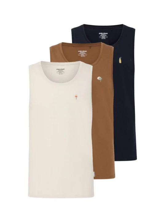 Foto van product BLEND Shirt ' BHEmbo 3 Pack ' beige / bruin / donkergrijs