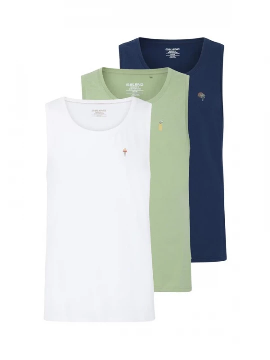 Foto van product BLEND Shirt ' BHEmbo 3 Pack ' donkerblauw / lichtgroen / wit