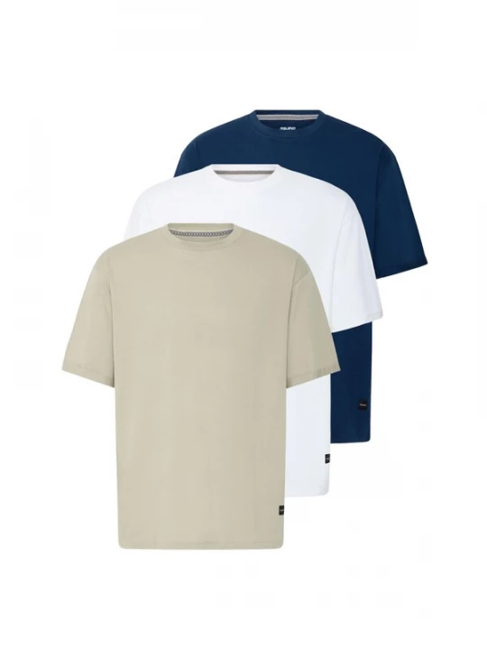 Foto van product BLEND Shirt ' BHKriso 3 Pack ' beige / blauw / wit