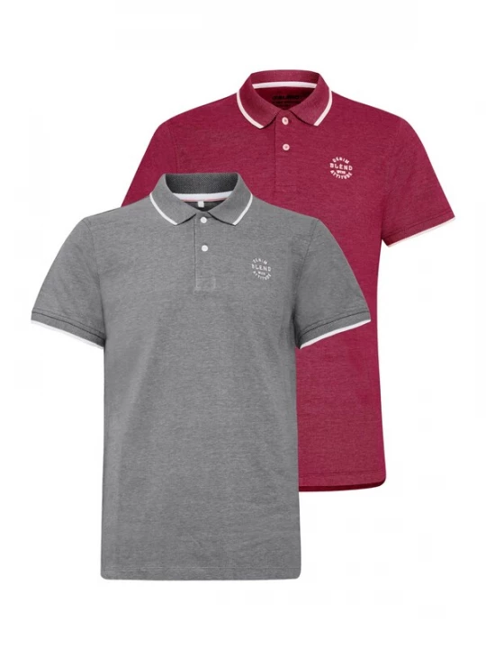 Foto van product BLEND Shirt grijs gemêleerd / rood gemêleerd