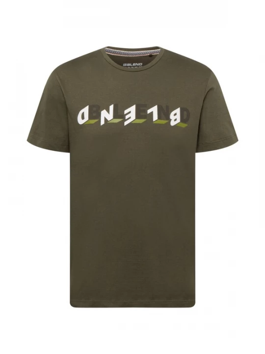 Foto van product BLEND Shirt kaki / olijfgroen / wit
