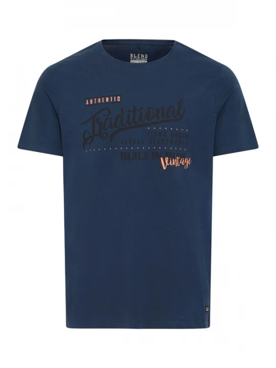 Foto van product BLEND Shirt nachtblauw / oranje / zwart / wit