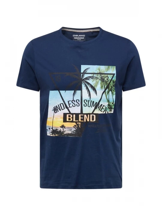 Foto van product BLEND Shirt navy / hemelsblauw / pasteloranje / zwart