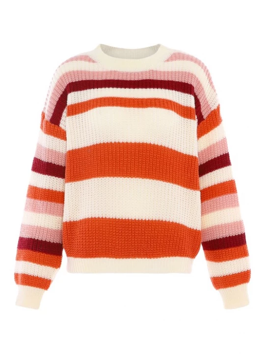 Foto van product BLONDA Trui crème / oranje / rosa / purper