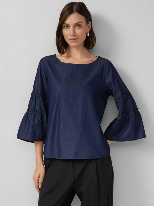 Foto van product Blouse met 3 / 4 volantmouwen s.Oliver blauw