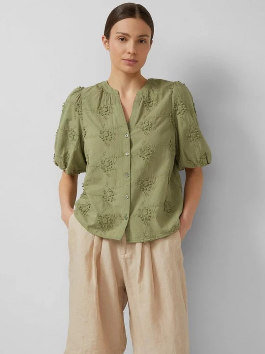 Foto van product Blouse met 3D-borduursel en ballonmouwen s.Oliver olijfgroen