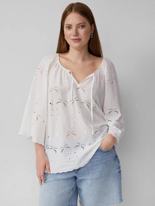 Foto van product Blouse met broderie-details QS wit