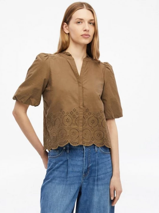 Foto van product Blouse met eyeletborduursel en ballonmouwen s.Oliver bruin