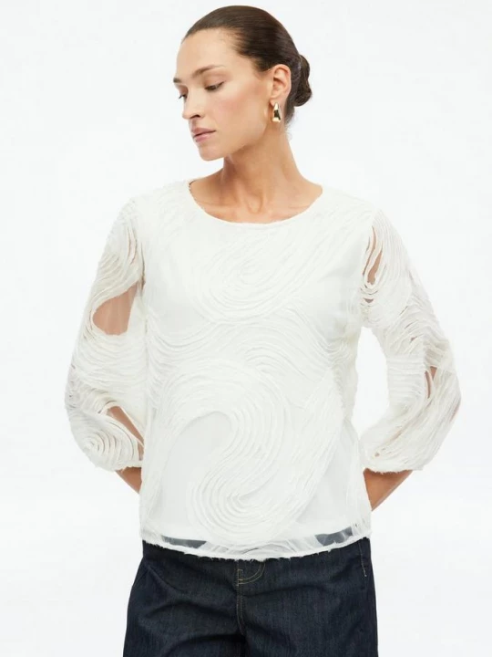 Foto van product Blouse met golvend chiffonpatroon s.Oliver crème