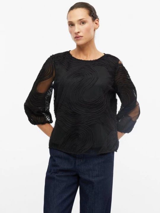 Foto van product Blouse met golvend chiffonpatroon s.Oliver zwart