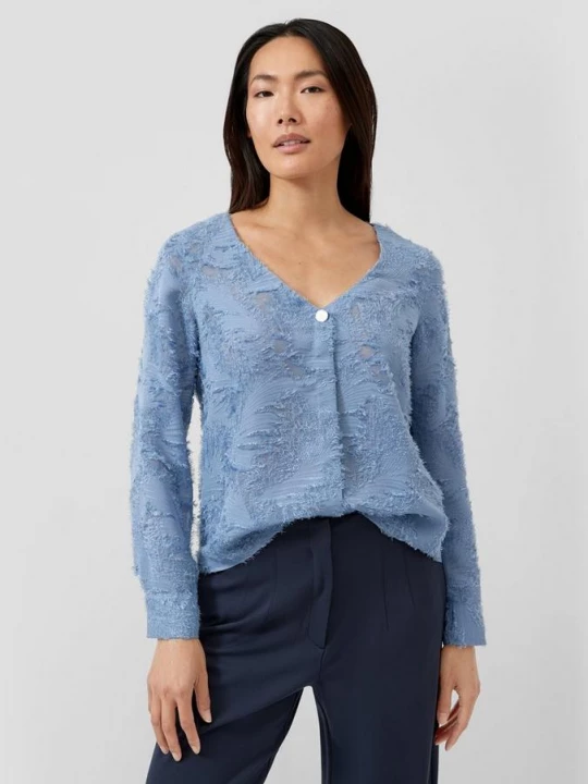 Foto van product Blouse met kant en V-hals s.Oliver blauw