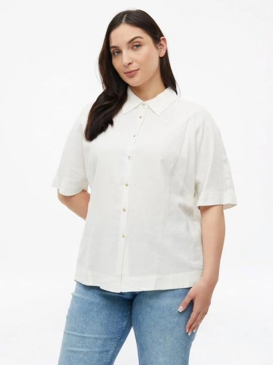 Foto van product Blouse met korte mouwen in een zachte linnenmix s.Oliver wit
