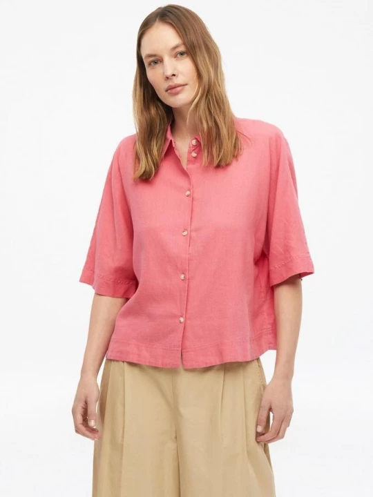 Foto van product Blouse met korte mouwen van linnenmix s.Oliver roze