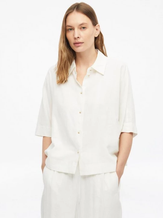 Foto van product Blouse met korte mouwen van linnenmix s.Oliver wit