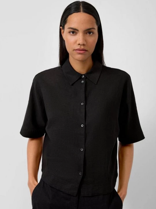 Foto van product Blouse met korte mouwen van linnenmix s.Oliver zwart