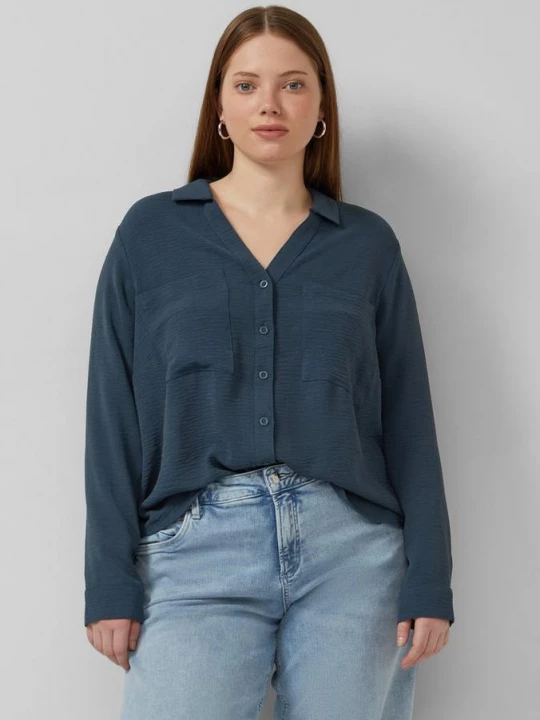 Foto van product Blouse met omslag QS blauw