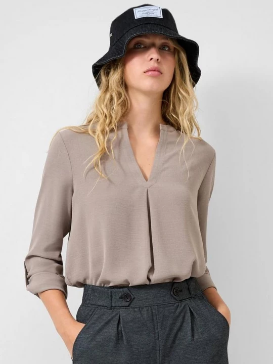 Foto van product Blouse met omslag QS bruin
