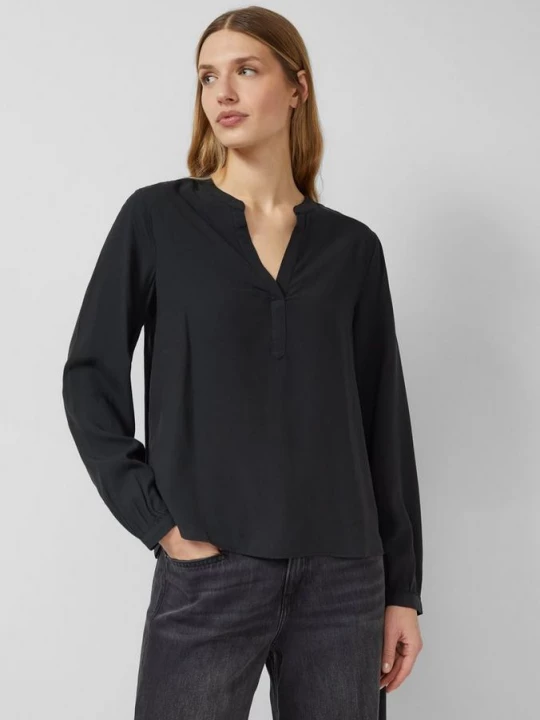 Foto van product Blouse met plooitjes en V-hals s.Oliver zwart
