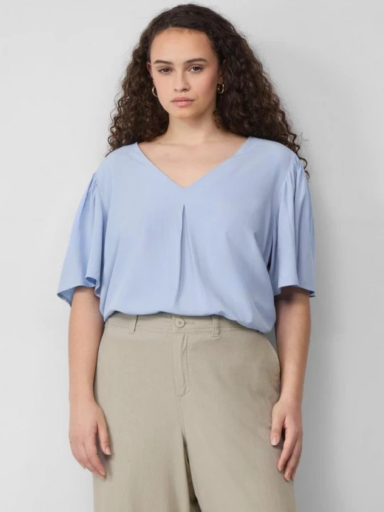 Foto van product Blouse met pofmouwen QS blauw